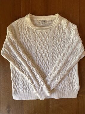 J. Crew Cream Cable-Knit Crewneck Sweater 90s vibe